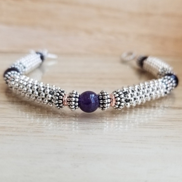 Rose Gold & Amethyst Toggle Bracelet - Picture 2 of 7